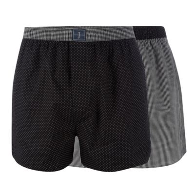 J by Jasper Conran Pack of two designer black gingham and square printed boxers